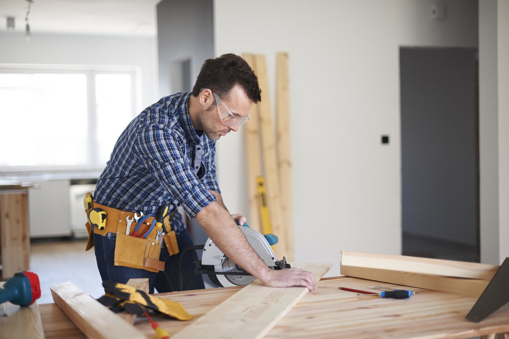 Cabinet craftsman at work